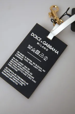 Dolce & Gabbana Womens Black Silicone Dg Logo Gold Brass Keychain Accessory