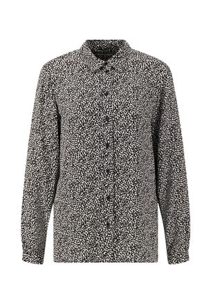 Fynch-Hatton Langarmbluse FYNCH-HATTON, Damen, Gr. 36, schwarz-weiss (schwarz), Stoff, Obermaterial: 100% Viskose, regular fit, Rundhals, 1-Knopf-Manschette, Bluse