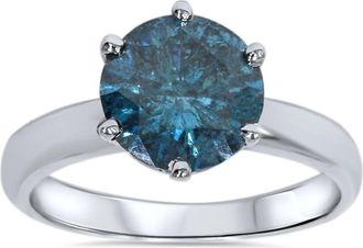 Pompeii3 2ct Blue Diamond Solitaire Engagement Ring 14K White Gold Lab Grown Size Selectable