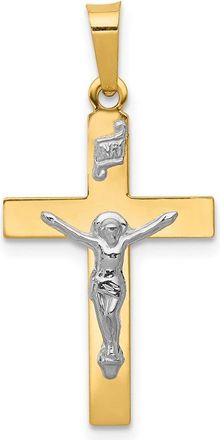 Diamond2Deal 14k Yellow Gold and White Rhodium Polished Inri Crucifix Pendant