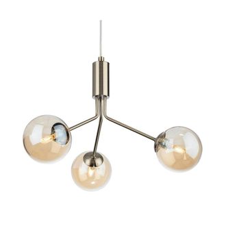 Netlighting Montana 3 Light Globe Fitting Antique Brass with Amber Glass in Gold