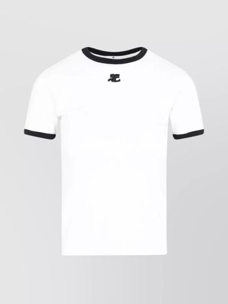 Courr&egrave;ges bumpy crew neck t-shirt contrast trim