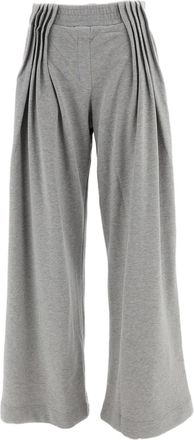 Dries Van Noten Grey Hamesa Bis Pleated Cotton Wide-Leg Pants