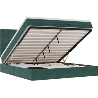 vidaXL Estructura De Cama Otomana Colchones Terciopelo Verde Oscuro Vidaxl