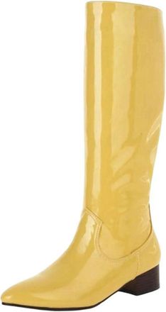 Generic Women Pointed Toe Knee High Boots Chunky Heel Winter Casual Office Pu Leather Boot