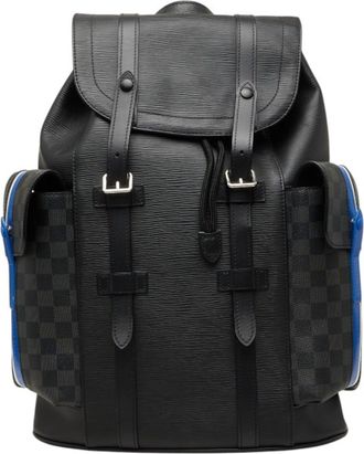 Louis Vuitton Black Blue Pvc Leather Backpack (Pre-Owned)
