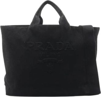 Prada Pre-owned Drill Canvas Tote Bag - Dames - Vintage Shopper - Zwart - ONE Size - Vintage