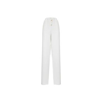 Elisabetta Franchi Wide Trousers, female, White, XL, Pantaloni Laccio
