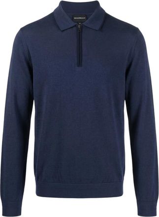 Emporio Armani Polo Shirt - Heren - Polos - Blauw - XL - Wol - Tops