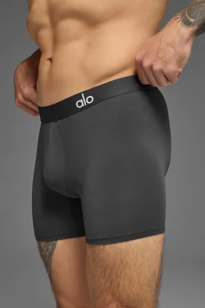Alo | Day And Night Boxer Brief Shorts in Anthracite Grey, Size: Medium