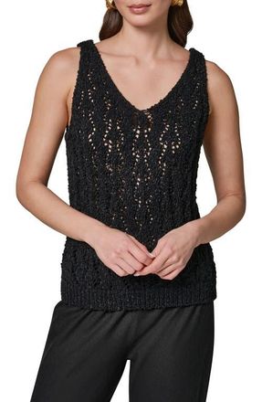 DKNY Double V-Neck Open Stitch Sweater Vest in Black at Nordstrom, Size X-Small