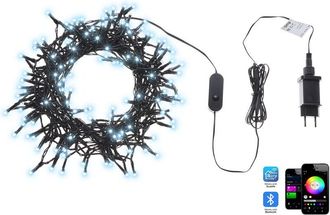 Beliani Cadena De Iluminaci&oacute;n Led Con 100 Luces Que Cambian De Color Controladas Por App 2700 Cm Con Temporizador E Interruptor Negro Igaliku