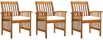 vidaXL Vidaxl - Sillas De Comedor Jard&iacute;n 3 Uds Con Cojines Madera Maciza Acacia