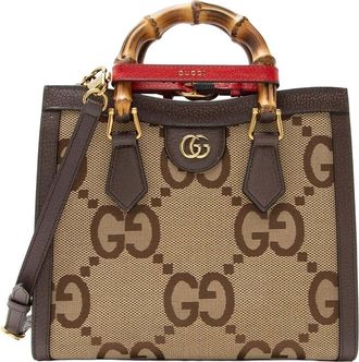 Gucci Brown Jumbo Gg Canvas Diana Small Tote (Authentic Pre-Loved)