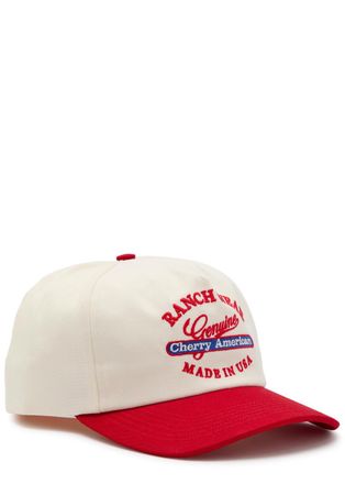 Cherry Los Angeles Ranchwear 5 Panel Embroidered Canvas cap - Cream - One Size