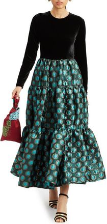 La DoubleJ Big Dress in Jacquard Winter Sun Emerald at Nordstrom, Size Medium