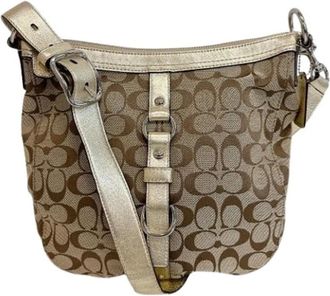 Coach Pre-owned Cross Body Bags, female, Beige, Size: ONE SIZE Pre-owned Canvas Shoulder Bag