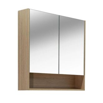 Puma Naturel - Lucca Armario Con Espejo Montado 80x75 Cm, Laminado, 4 Estantes, Espejo, Color Roble (lucca80cabd)