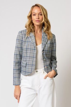 Central Park West Paulie Plaid Blazer in Blue Plaid at Nordstrom, Size X-Small