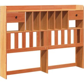 vidaXL Cabecero De Cama Almacenaje Madera Maciza Pino Marr&oacute;n 140 Cm Vidaxl