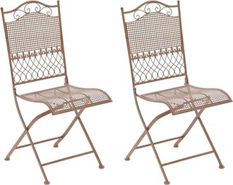 Clp Set de 2 sillas para exterior plegables en Metal Marrón antiguo