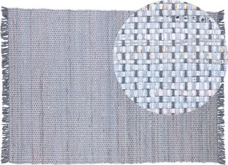 Beliani Alfombra Gris De Algod&oacute;n 160 X 230 Cm Rectangular Hecha A Mano Estilo Boho Ecl&eacute;ctico Besni
