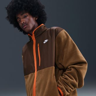 Nike Mens Nike Sportswear Club Winterized Full-Zip Jacket in Brown | IM9452-235