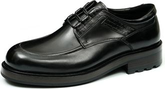 Generic Mens Round Toe Platform Wedding Dress Shoes Lace Up Formal Shoes Low Block Heel Business Oxfords,Black,4.5 UK