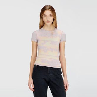 Diesel Slim jersey top with graphic print - Tops - Woman - Violet