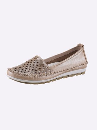 Gemini Slipper GEMINI, Damen, Gr. 36, beige (puder, meliert), Glattleder, Schuhe Slipper