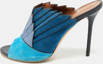 Malone Souliers Blue Suede Colorblock Mules