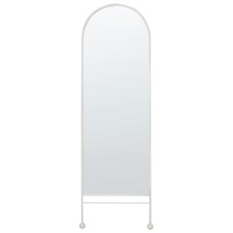 Beliani Espejo De Pared Moderno Ovalado Marco Metal Hierro Decoraci&oacute;n Sala De Estar 45 X 145 Cm Blanco Jarnages