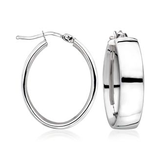 Ross-Simons Italian 14kt White Gold Wide Oval Hoop Earrings
