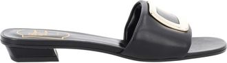 Roger Vivier Belle Black Leather Buckle Sandals