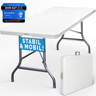 No Brand Casaria Mesa De Pl&aacute;stico Plegable Jard&iacute;n Tipo Buffet Fiestas Para 8 Personas 183x76cm Comedor Port&aacute;til Con Asas Barbacoa Picnics