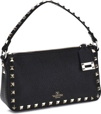 Valentino Garavani Womens Rockstud Leather Shoulder Bag Nero Calf Bos Taurus