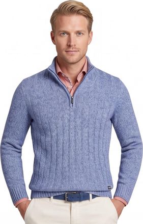 Baileys wollen half zip trui blauw gebreid