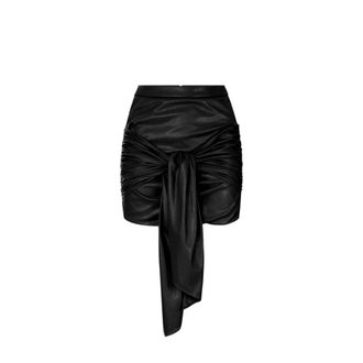Elisabetta Franchi Knotted Drape Short Skirt - female - Elisabetta Franchi - Leather Skirts - Black - XS - Skirts