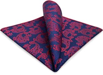 Shlax & Wing shlax&wing Mens Pocket Square 12.6 inches Blue Maroon Hanky - Purple - L