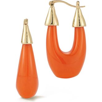 Sphera Milano Resin Oval Hoop Earrings in Gold/orange at Nordstrom Rack