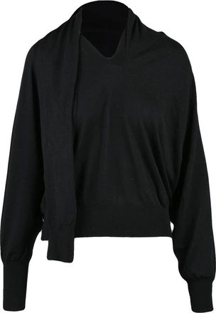 Jucca Truien & Vesten, Dames, Zwart, M, Wol, V-hals trui met sjaalkraag