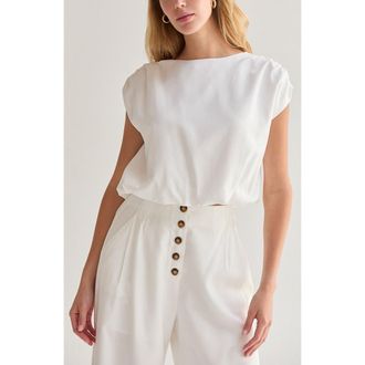 Crescent Cap Sleeve Bubble Hem Top in Ivory at Nordstrom, Size X-Small Short