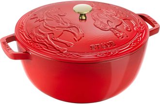 Staub Cast Iron Essential French Oven, Dutch Oven, 5-quart, serves 5-6, Made in France, with Horse Lid