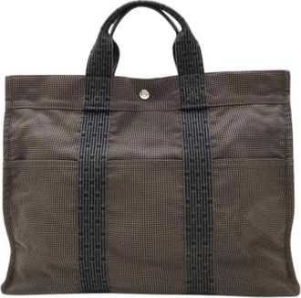 Herm&egrave;s Pre-owned Tote Bags, female, Gray, Size: ONE SIZE Pre-owned Canvas Herline Tote MM Bag