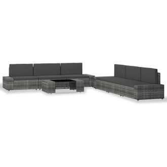vidaXL Juego De Muebles De Jard&iacute;n 7 Piezas Rat&aacute;n Sint&eacute;tico Gris Vidaxl