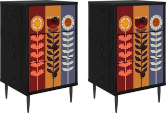 vidaXL Mesa De Noche Essen 2 Uds. Roble Negro 36 X 33 X 61 Cm Vidaxl