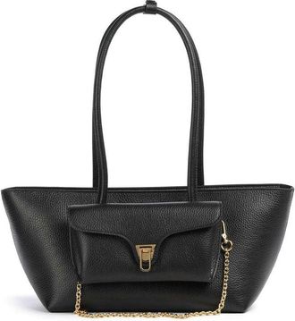Coccinelle Womens Shoulder Bag Black Grained Leather - Shoulder-Bags