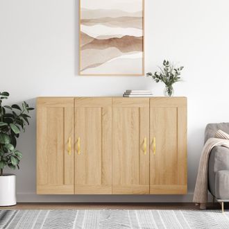 Berkfield Home Wall Mounted Cabinets 2 pcs Sonoma Oak Engineered Wood in Brown