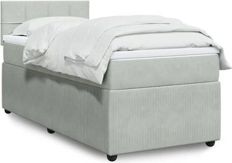 vidaXL Cama Box Spring Con Colch&oacute;n Terciopelo Gris Claro 90x190 Cm Vidaxl