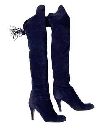 Chlo&eacute; Chloe Hannah Franje Knielaarzen in Blauw Su&egrave;de